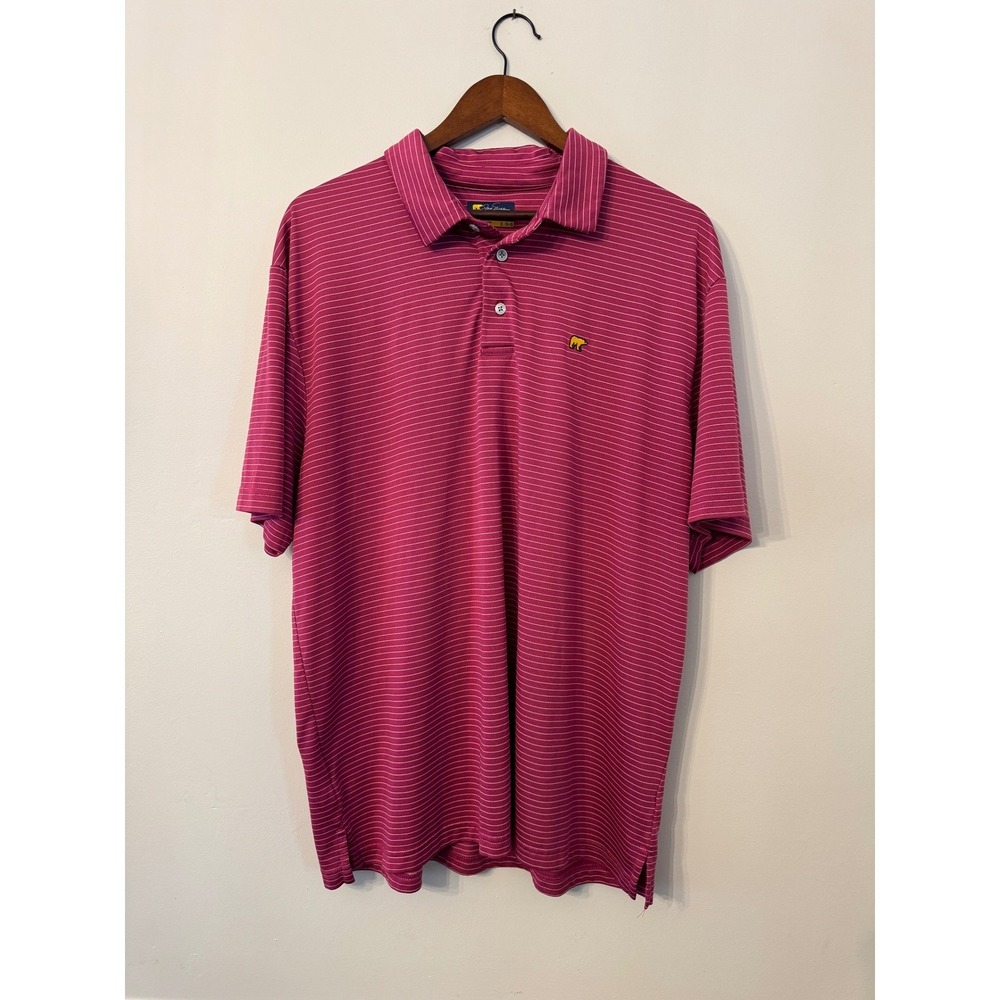 Jack Nicklaus Golden Bear Mens XL Pink Striped Short Sleeve Golf Polo Shirt